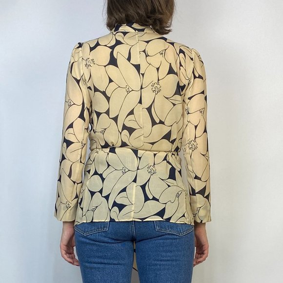 CLUB MONACO Sheer Floral ASYMMETRICAL WRAP Top! Small, 4 to 6 - Picture 5 of 9